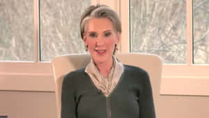 Carly Fiorina Addressing A Virtual Session From Her Home. Wallpaper