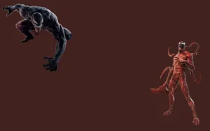 Carnage And Venom Battle In An Epic Face-off Wallpaper