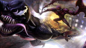 Carnage And Venom Face Off In An Epic Showdown Wallpaper