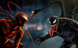 Carnage And Venom In A Fierce Face-off Wallpaper