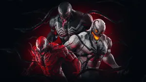 Carnage And Venom Locked In An Epic Battle Wallpaper