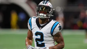 Carolina Panthers Dj Moore Against The Atlanta Falcons Wallpaper