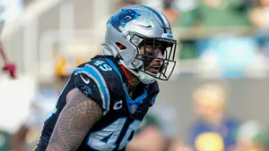 Carolina Panthers Linebacker Focused During Game Wallpaper