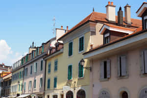 Carouge Switzerland Colorful Street View Wallpaper