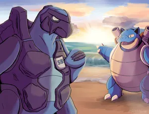Carracosta With Blastoise Pokemon Fanart Wallpaper