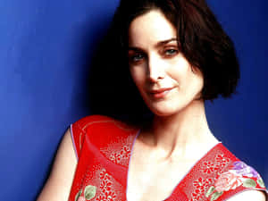 Carrie Anne Moss Red Dress Portrait Wallpaper