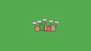 Carrots And Vegetables With Signs On A Green Background Wallpaper