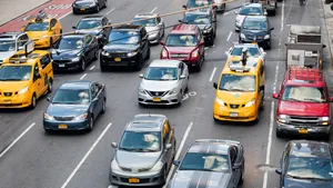 Cars And Taxi Stuck On Wide Highway Wallpaper
