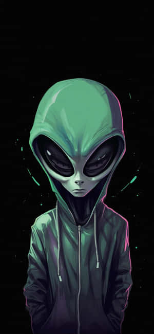 Cartoon Alien Encountering Earth Wallpaper