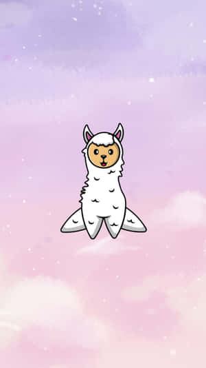 Cartoon Alpaca Angel Purple Background Wallpaper