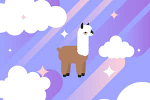 Cartoon Alpacain Purple Sky Wallpaper