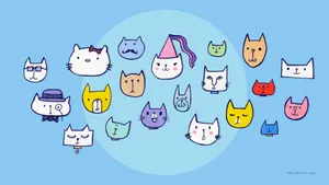 Cartoon Cats Faces Cute Laptop Wallpaper