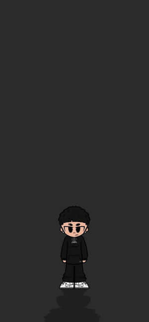 Cartoon Character Black Outfit Mobile Wallpaper Wallpaper