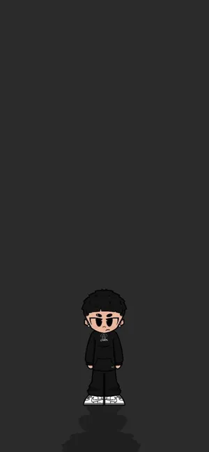 Cartoon Character Black Outfit Mobile Wallpaper Wallpaper