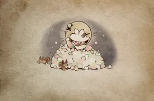 Cartoon Cookie Hiding In Acorn Stash Wallpaper