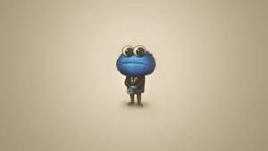 Cartoon Cookie Monster In Black Suit Wallpaper