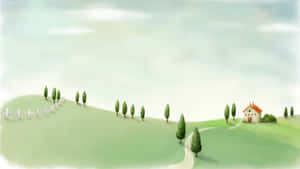 Cartoon Countryside Road Wallpaper