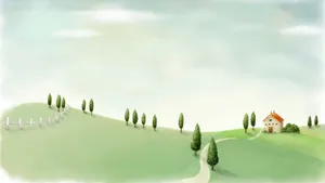 Cartoon Countryside Road Wallpaper