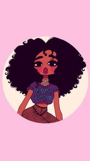 Cartoon Cute Black Girl Pink Aesthetic Wallpaper