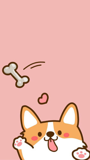 Cartoon Dog Catching A Bone Wallpaper