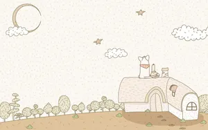 Cartoon Drawing Of A Young Artist And His Imaginative Creations Wallpaper