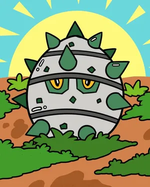 Cartoon Ferroseed Drawing Wallpaper