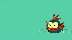 Cartoon Fish Character Swimming Wallpaper