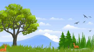 Cartoon Forest Landscape Wallpaper