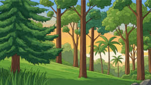 Cartoon Forest Landscape Wallpaper