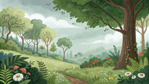 Cartoon Forest Landscape Wallpaper