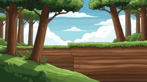Cartoon Forest Landscape Wallpaper