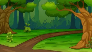 Cartoon Forest Road Wallpaper