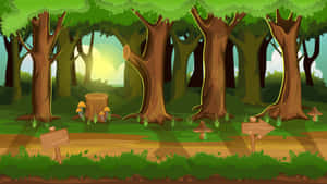 Cartoon Forest Scene Wallpaper