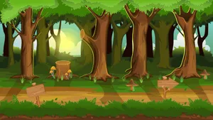 Cartoon Forest Scene Wallpaper