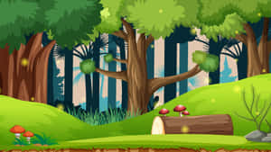 Cartoon Forest Scene Wallpaper