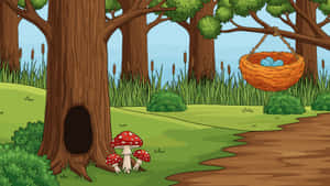 Cartoon Forest Scene Wallpaper