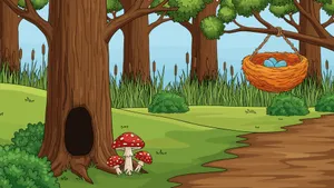 Cartoon Forest Scene Wallpaper