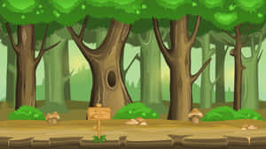 Cartoon Forest Trees Wallpaper
