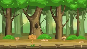 Cartoon Forest Trees Wallpaper