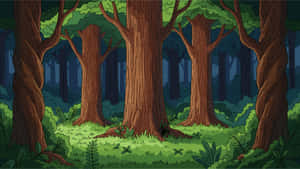 Cartoon Forest Trees Wallpaper