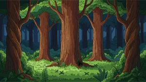 Cartoon Forest Trees Wallpaper