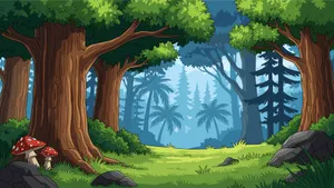 Cartoon Forest Trees Wallpaper