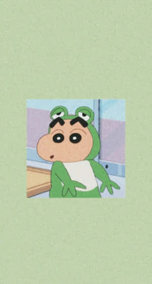 Cartoon Froggy Character Green Background Wallpaper