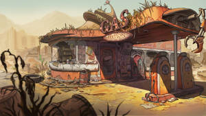 Cartoon Gas Station Wallpaper