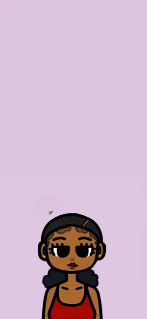 Cartoon Girl_ Purple Background_ Portrait Wallpaper