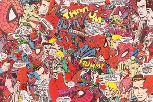 Cartoon Illustration Of Spiderman Superhero Collage Wallpaper