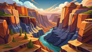 Cartoon Mountain Canyon Wallpaper