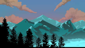 Cartoon Mountain Landscape Wallpaper