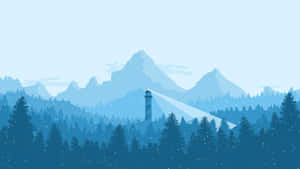 Cartoon Mountain Landscape Wallpaper