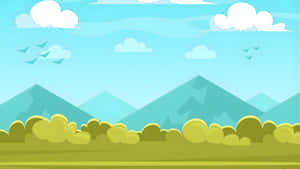 Cartoon Mountain Landscape Wallpaper